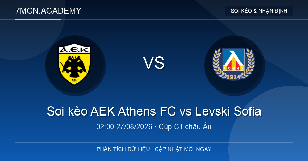 Nhận định và soi kèo trận AEK Athens FC vs Levski Sofia